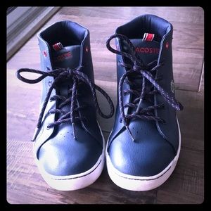 Kids Leather Lacoste Hi Top Sneakers